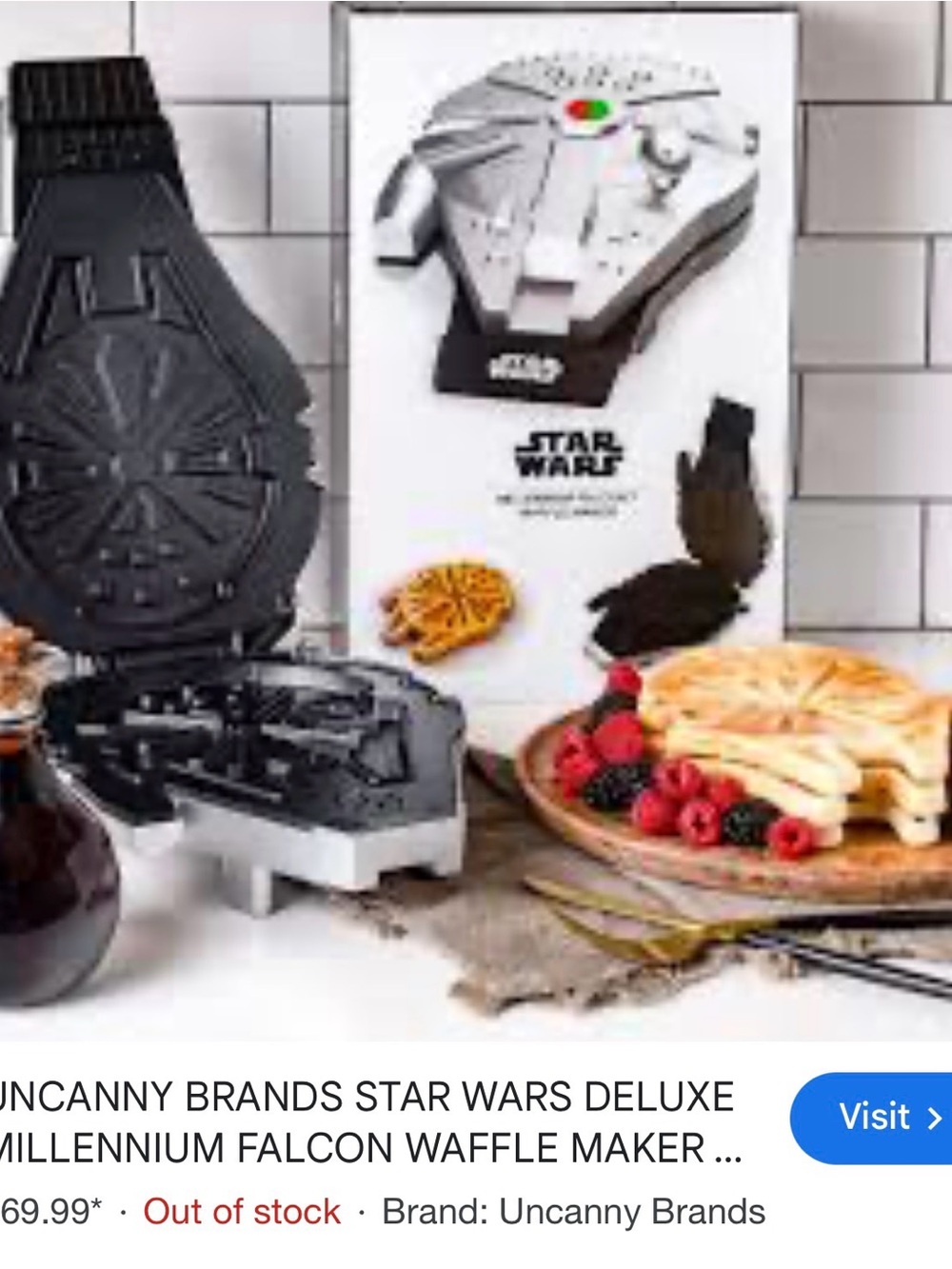 Star Wars Millennium Falcon Themed Waffle Maker - Black and Silver